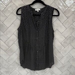 Chaus Black and White Polka Dot Sleeveless Blouse